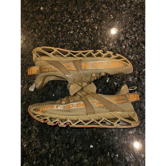 JUST SO SO Men’s Running Shoes Size 12 Khaki Orange Lightweight Sneakers - Picture 2 of 8